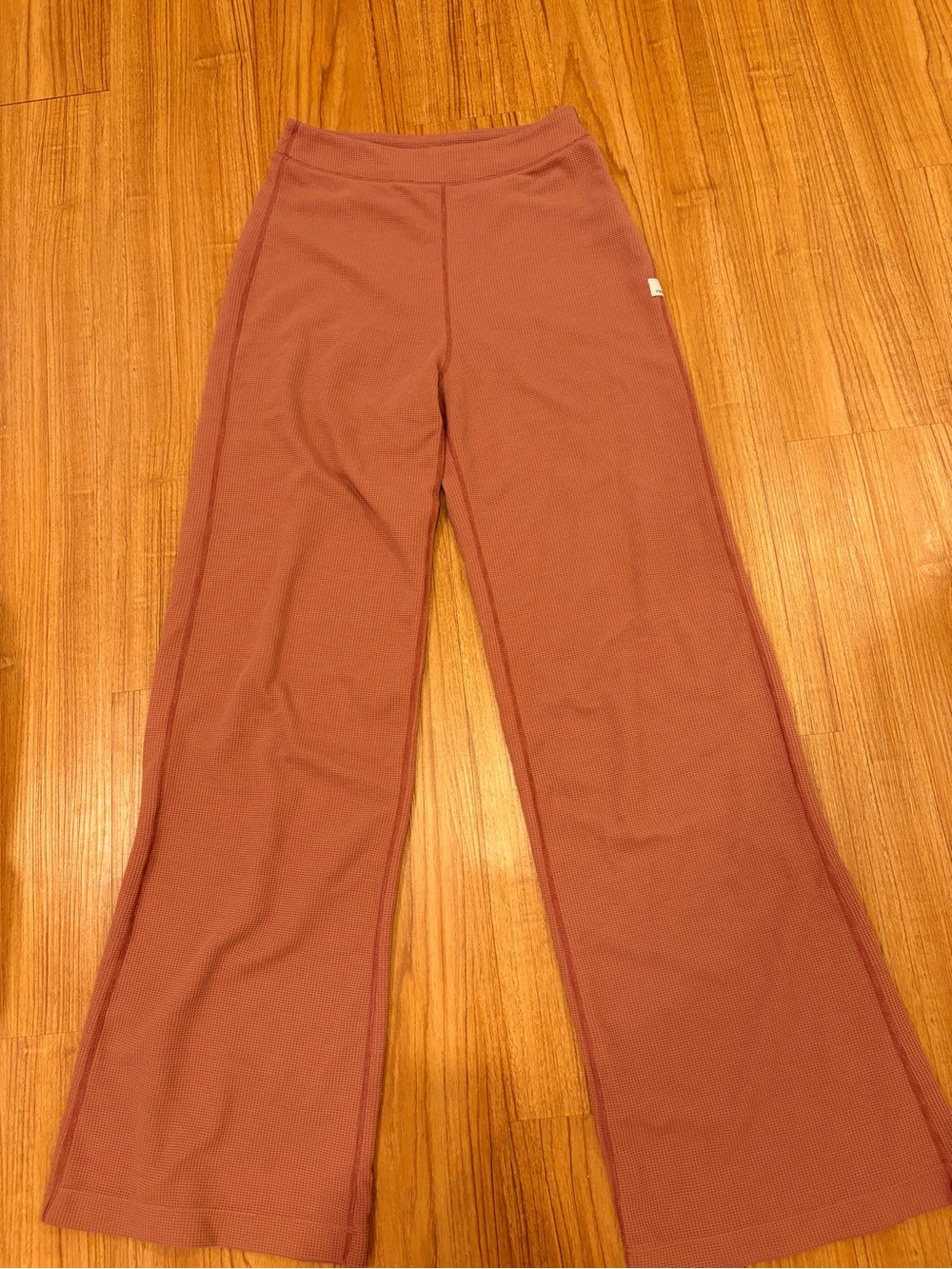 Vuori Wide-Leg Ribbed Pants in Terracotta